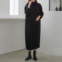 기모터틀원피스 1111273DRESS amp SET 니트원피스 폴라 블랙 Black 브라운 Brown 캐주얼 어