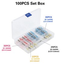 혼합 50/100/250PCS 열 수축 튜브 방수 및 납땜용 슬리브 전선 절연 스플라이스 커넥터 키트, 100pcs With Box, 1개, 단일