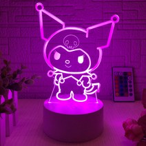 산리오 캐릭터 쿠로미 아크릴 무드등 램프 네 조명 LED등 귀여운 아이방 원룸 인테리어소품, 리모컨-16색상   선물세트 기프트백
