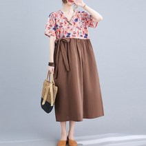 마원피스 에스닉 무드 여성의류 중국식 단추 페블럼라인 빅사이즈 MM 슬림핏 배가리기 하프기장 4732218437