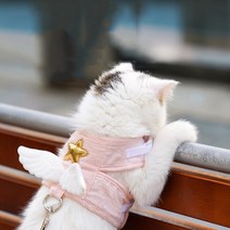 chol 강아지 고양이 천사 날개 하네스 리드줄 세트, L, 분홍색