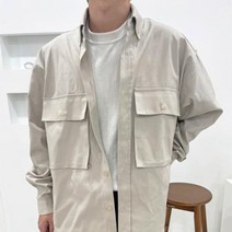 옷자락 [옷자락] 남자 오버핏 언발 루즈핏 핀턱 긴팔 투포켓 셔츠 자켓