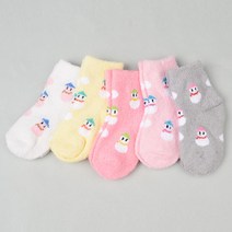 꼼지 유아동용 T눈사람 보송 수면양말 5족 세트