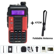 무전기 2021 전문 Baofeng UV-10R 고성능 10W 5800mAh 듀얼 밴드 양방향 CB 햄 라디오 USB 충전 BF 새로운, 협동사, 빨간색 추가 안테나, 유로