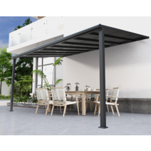조립식 스카이어닝 썬가드어닝 테라스 루프탑 캐노피 차양막 파고라 썬룸, 3x3m(정사각 모델)-기둥 2개