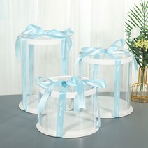 원형케이스 투명케이크포장박스 4/66810 10인치 이중높이 맞춤 바비투명 생일박스, 04 화이트 사이드 오픈 투명 원형 케이스