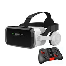 G04BS 무선 VR 안경 3D 가상 현실 박스 구글 카드보드 스테레오 마이크 헤드셋 헬멧 4.7-7.2 인치 스마트폰 + 조이스틱, 러시아, Option 4