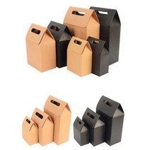 심플 사각 손잡이 쇼핑백 다회용백 화분 떡 백일떡 도시락 케이크 홍보물 고급 포장 답례 선물 선물용 종이 가방 봉투 접이식 상자 케이스 소 중 대 검정 무지, 색상/사이즈, 중 - 블랙