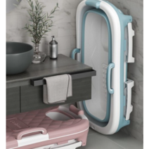 접이식깊은욕조 습식반신욕기 1인목욕탕 가정용사우나 원룸 나홀로 스파 목욕통, 접이식욕조 대형 덮개포함-블루