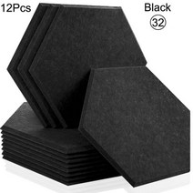 방음벽 방음 스펀지 차음제 흡음제 녹음실 벽간소음 방음공사 작업실 방음판, Large Hexagon, 32--Black, 1.0cm Super Density