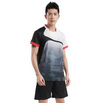 배구 족구 배드민턴 유니폼 단체복 운동복 기능성 투피스 세트 여성 남성 반팔 셔츠 반바지 여성 스포츠 정장 통기성 농구 테니스, S, 백인 남자