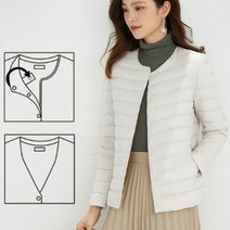 경량패딩 여성용 오리털 경량 패딩 가벼운 외투 이너패딩 브이넥 라운드넥 똑딱이 다운패딩 데일리 등산