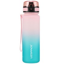 500/1000ml 스포츠 물병 BPA 무료 바운스 뚜껑 시간 마커 누출 방지 서리로 덥은 트 리 탄 플라스틱 컵 야외 피트 니스 체육관에 대 한, 0.5L, pink and cyan