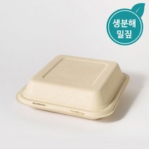 [IG] 테이크아웃 일회용 생분해 일체형 내츄럴 밀짚 펄프 도시락 용기 1000ml 1박스 200개, [IG] 1000ml 일체형 펄프용기 내츄럴