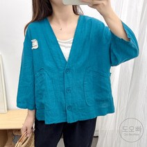 도오빠 여성 여름 자켓 가디건 셔츠 브이넥 시원한 편한 봄 가을 경량 가벼운 환절기 여자자켓