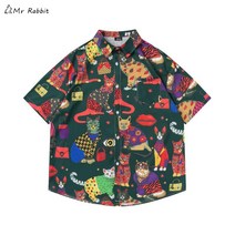 여행 데님 남여공용 건달 홀리데이 지드래곤옷 하와이안 셔츠 플라워 긴팔 체크 꽃 마피아