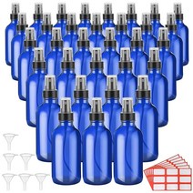 Didaey 48피스 유리 스프레이 병 118.34 리필 가능한 블루 미세 미스트 라벨 6개 포함 깔때기 스킨 케어 용기 향수 액체 헤어 여행 클리닝 솔루션 케어용