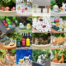 다육 식물 화분 꾸미기 장식 DIY 테라리움 만들기 미니어처 피규어, 8_토끼_귀 내린 토끼