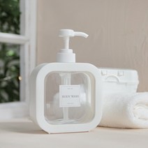 스퀘어 커버 핸드워시 & 주방세제 샴푸통 디스펜서+라벨지 세트, 스퀘어 커버 용기 500ml