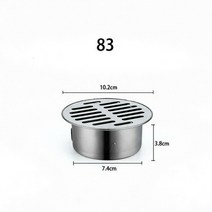 배수구 트렌치커버 수영장 욕실 하수구 커버 싱크대 바닥 304 스테인리스 스틸 두꺼운 배수 지붕 파티오 둥근 평평한 정원 탈취제, 83mm