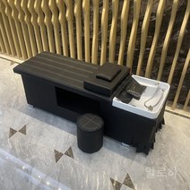 미용실 샴푸 의자 헤어샵 체어 이발소 샴푸대 바버샵 살롱 헤어, 스카이 블루 + 온수기
