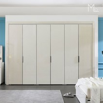 [천삼백케이] [모로] 나세르 UV하이그로시 10.5자 긴문형 통큰 장롱세트, 밀키투톤