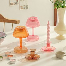 캔들트레이 초받침 향멍 크리스탈 티라이트 캔들 양초 홀더 유리 엔틱 촛대 4종, 펌킨캔들홀더_브라운