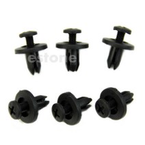 새로운 자동차 범퍼 펜더 6mm 구멍 검은 플라스틱 리벳 Toyota 10pcs에 대한 패스너, 검은 색