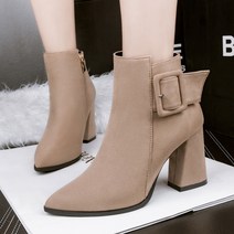 도오빠 로뎀 여성 앵클 부츠 하이힐 8cm 스틸레토 버클 통굽 펌프스 가을 겨울 여자앵클부츠 구두