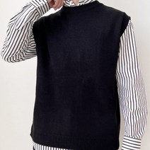 베스트 캐주얼 니트 레이어드 남자 기본 라운드 조끼 데일리 남성 간절기 베이직