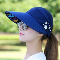 여성용 여름 해변 모자 접이식 태양 모자 진주 꽃 바이저 선스크린 플로피 캡 야외 캐주얼 야구 모자, 기본