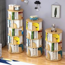 북타워 회전 원형 이케아책선반 피엘킹에 물리그선반 알고트 3단 4단 회전식 다이소나무선반, 1개, 4단 북미 오크 [업그레이드 넓히기]