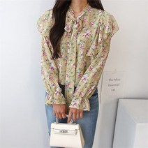 셀러허브 여성패션 [oshu] 여성 봄 여름 데일리 플라워 코디 편한 캐주얼 블라우스