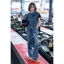 데님 여름 점프수트 미국 복고풍 툴링 점프 슈트 여성 2022 하이 웨이스트 스트