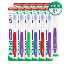 GUM 검 교정 칫솔 V-커팅 보통모 124RD 12개입, 없음