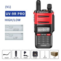 워키토키 생활 업소용 무전기 uv-9r pro v2 방수 ip68 햄 cb 라디오 워키, v1 레드