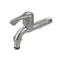 스텐 긴몸통 원터치 커플링 수도꼭지 베란다 세탁기 화장실 욕실 부속, 1개