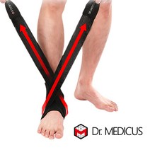 닥터메디쿠스 선수용 맞춤스트랩 스포츠 발목보호대 평발 아킬레스건 족저근막염 인대, Black