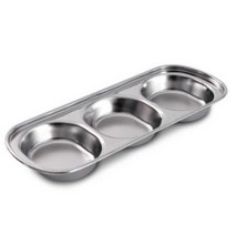 없음 스텐 나눔 소스볼 사각 찬기 종지 양념그릇 초장 고깃집 식당용 업소용, 3구