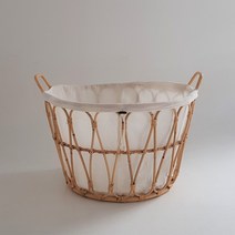 원형 라탄 패턴 바스켓 (코튼라이너 무료증정) 이케아라탄 라탄수납함 인테리어 북유럽 라탄햄퍼 세탁바구니