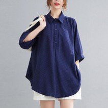 이즈도야 S1040 베이직 카라 인견 7부 블라우스