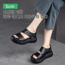 여름 여성 신발 벨크로 통굽 샌들 여름 미디엄 힐 슬링백 샌들