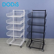 이동식 트롤리 트레이 가판대 행사매대 수납 선반 3단, 이동식 3단, 블랙, 1개