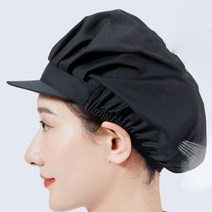 식당 위생 조리모자 전면 3개, 블랙