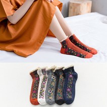 여성양말 선물용 인기절정 동백이 레이스 꽃자수 단목 양말
