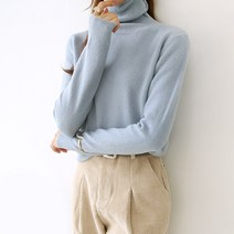 데일리앤 여성 베이직 터틀넥 캐시 울 니트