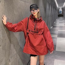 Tagi.여자 오버핏 숏코트 빅사이즈 후드 점퍼 트렌치코트 바람막이