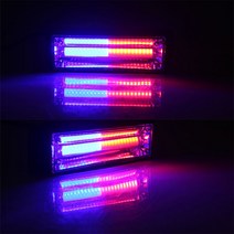 트럭 사이드 라이트 12V COB 스트로브 LED 비상 경고 위험 플래시 램프 그릴 바 자동차 트레일러 픽업용, 한개옵션1, 01 red and blue