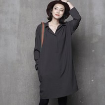 M853 유니크 셔츠카라 원피스형 롱 루즈핏 블라우스