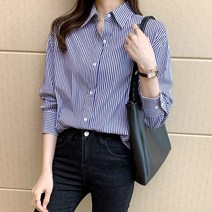 아디핏걸 폴러 스트라이프 블라우스 셔츠